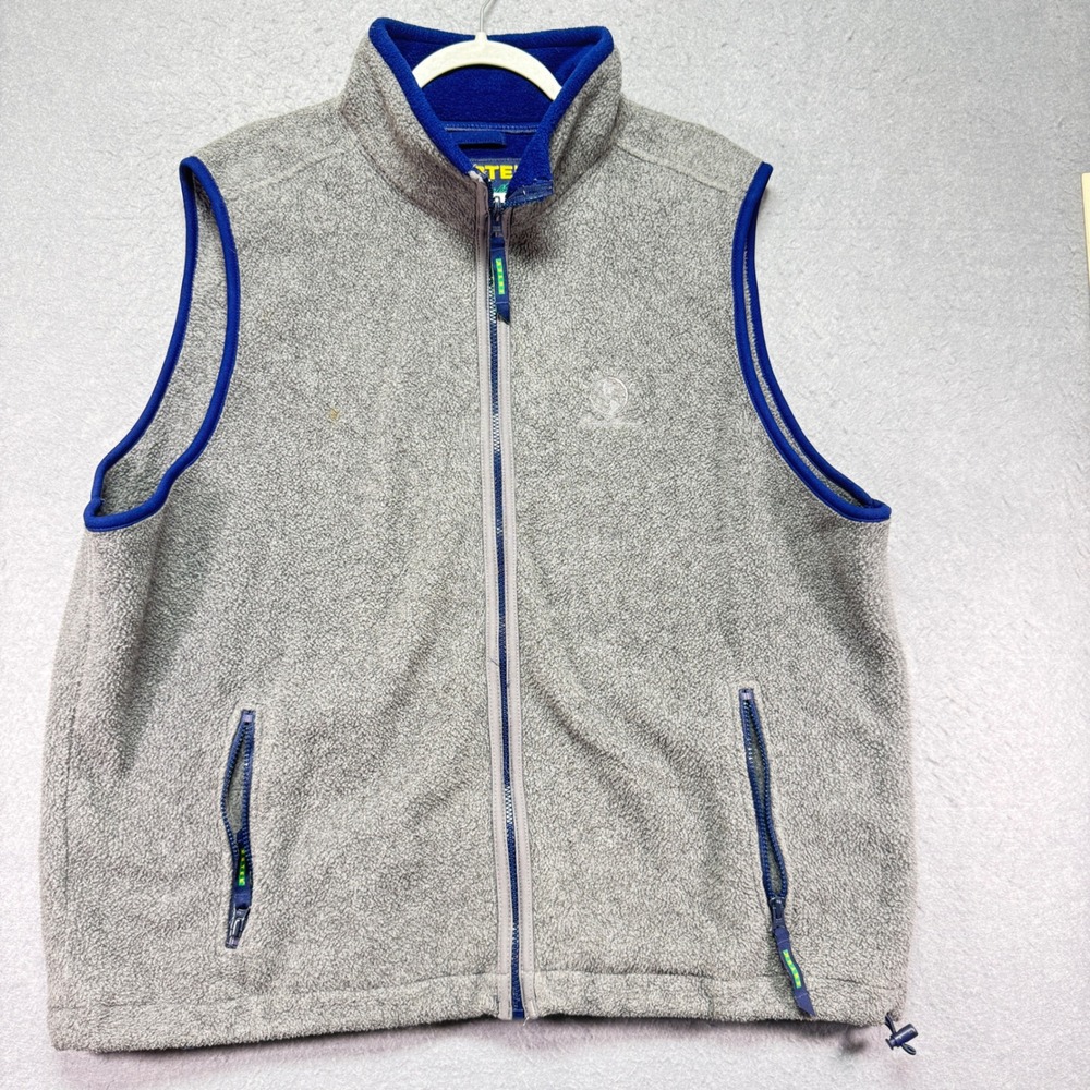 Eddie Bauer EBTEK Fleece Vest Men's XL/TG Gray Blue Zip Pockets Outdoor Casual